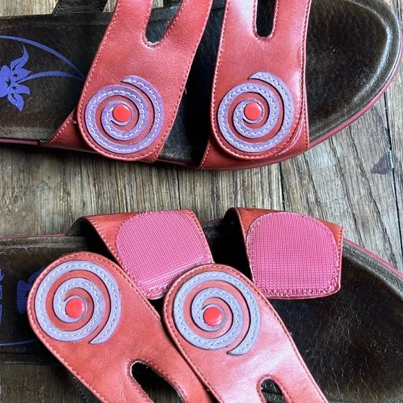 Dansko platform slide sandals orange leather swirl 38 fits US 7.5 & 8 - Picture 4 of 15